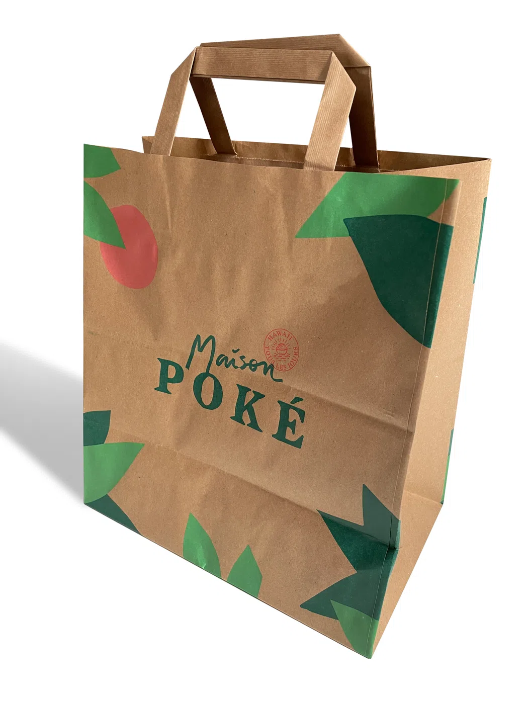 Sac kraft illustré Maison Poké à poignées plates