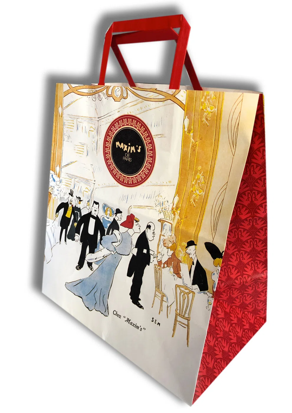 Sac Maxim’s de Paris avec poignées plates rouges