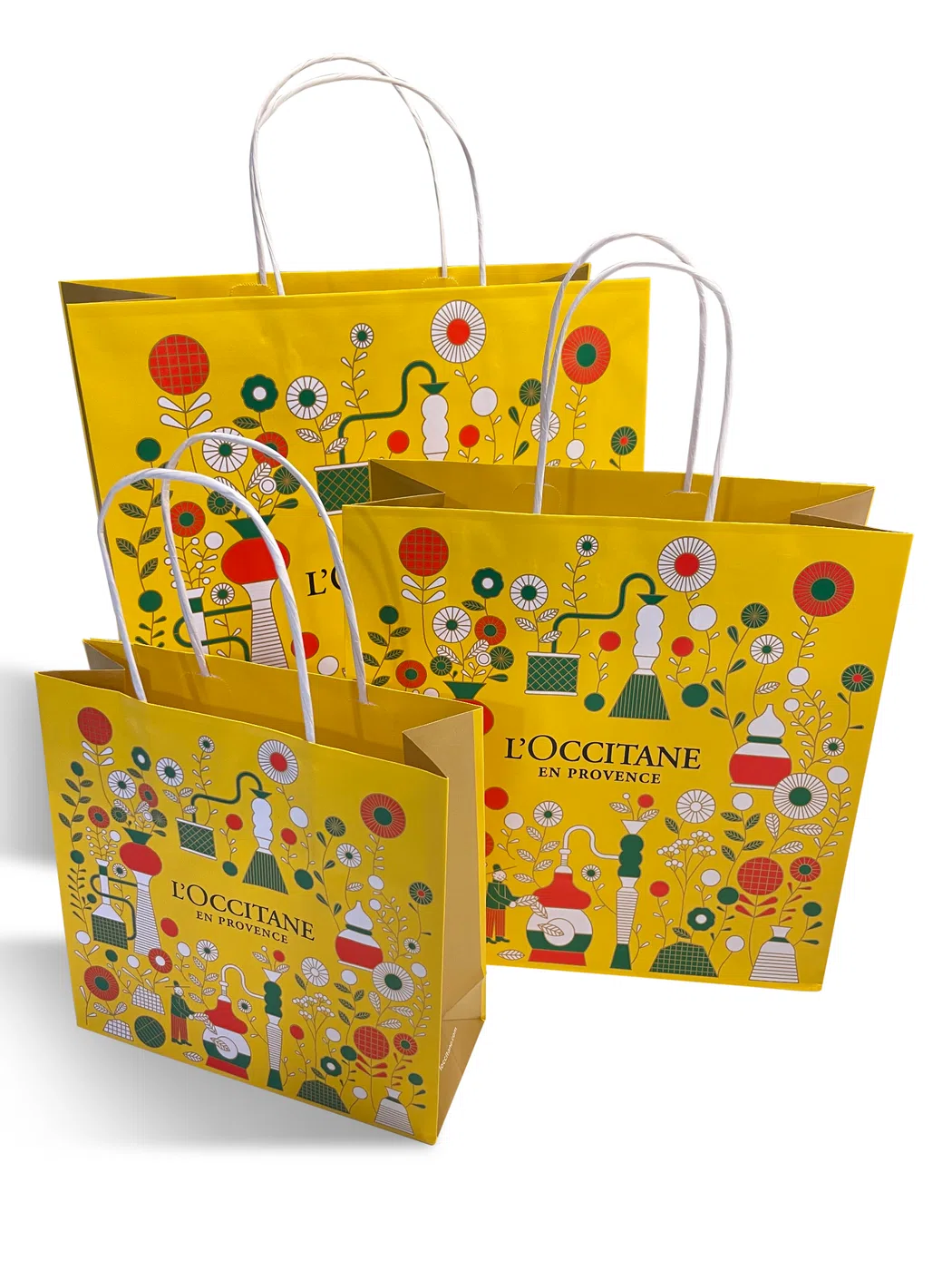 Collection jaune L’Occitane à poignées papier torsadé
