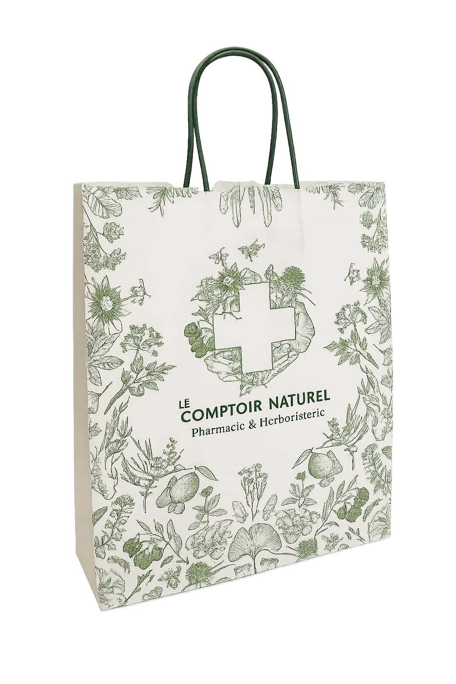 Sac Le Comptoir Naturel à poignées vertes